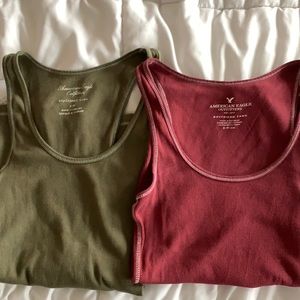 Two boyfriend fit tank tops (maroon and green)